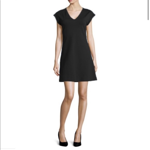 kate spade Dresses & Skirts - Kate Spade Black Ponte Knit V Neck Dress With Exposed Back Zipper